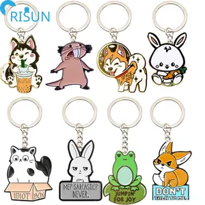 Sản Xuất Keychain Động Vật Biểu Tượng Tùy Chỉnh Vật Nuôi Thỏ Chuột Boba Bong Bóng Trà Husky Con Chó Sóc Ếch Men Móc Khóa Móc Khóa Quà Tặng