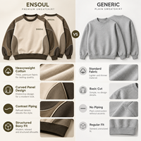 Sweat-shirt respirant en coton épais French Terry, anti-boulochage, avec passepoil, broderie personnalisée de marque premium, respectueux de l'environnement, ODM