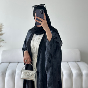 فستان ماكسي أنيق جديد عباية كيمونو متواضعة لامعة ساتان عباية برونزية للنساء المسلمات سترة مفتوحة - Product Image 6