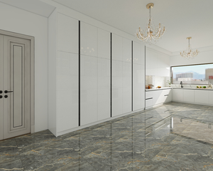 Ensemble de meubles de cuisine complet moderne SANTOPOVA, armoire de cuisine blanche, armoire haute avec panier - Product Image 2