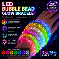 Bracelet LED Lumineux en Gros, Bracelet Lumineux à Perles Bulles, 7 Couleurs Clignotantes, Brille dans le Noir pour Concerts et Fêtes