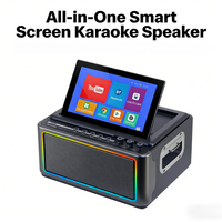 GENCE Enceinte KTV RVB 10,1 pouces à écran tactile, alimentée par batterie, 2x30W RMS, microphone sans fil, entrée AUX, pour la maison et l'extérieur