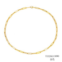 Venta al por mayor de acero inoxidable Clip de papel de enlace collar de cadena 14K chapado en oro Punk cadenas gargantilla Collar para las mujeres