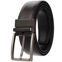Ceinture en cuir de vachette à deux couches pour homme, largeur 3,4 cm, avec boucle ardillon perforée, boucle ardillon métallique classique, ceinture décontractée pour jeans et tenues professionnelles