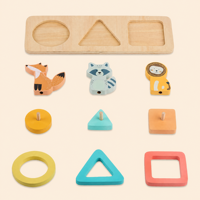 Jouet de tri de formes d'animaux en bois Montessori pour tout-petits Lion, raton laveur, renard – Puzzle d'association éducatif précoce – Cadeau – Vente en gros