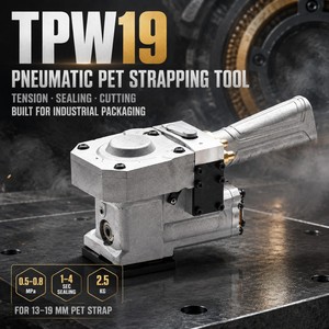 Herramienta neumática portátil TPW19 para flejado, operación con un botón, para flejes de plástico PET de 13 y 19 mm, para trabajos de embalaje. - Product Image 1