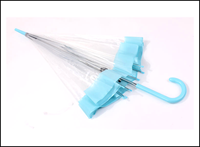 Parapluie droit transparent à ouverture automatique, en tissu PVC bleu, avec armature en métal et fibre de verre, diamètre 102 cm, cadeaux d'affaires pour adultes