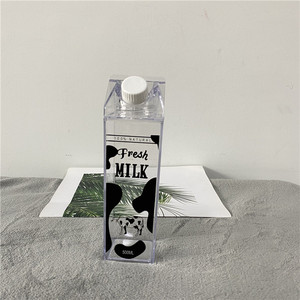 <strong>Double</strong> <strong>Wall</strong> Clear Acrylic Plastic 17oz 500ml 34oz 1000ml Blank Milk Carton Shaped Personalized Water Bottle Milk <strong>Box</strong> with Straw - Product Image 2