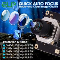 Módulo de Cámara Web 4K con Enfoque Automático ELP y Micrófono para PC, Computadora Portátil, Cámara USB Mini UVC IMX415, Visión Artificial para Raspberry PI