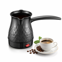 Cafetière électrique turque 0,5 L, noir brillant, Cezve Ibrik, design facetté, prise EU, cafetière traditionnelle, cuisine