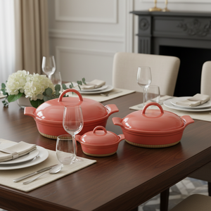 <span class=keywords><strong>Plat</strong></span> <span class=keywords><strong>à</strong></span> <span class=keywords><strong>gratin</strong></span> rond en céramique écologique Qunfa, résistant au four, <span class=keywords><strong>avec</strong></span> poignée colorée personnalisée, vente chaude, <span class=keywords><strong>avec</strong></span> <span class=keywords><strong>couvercle</strong></span> rouge - Product Image 1