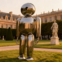 Sculptures extérieures de robots humanoïdes en acier inoxydable, personnalisables, de grande taille, de style science-fiction moderne, pour la décoration de quartiers commerciaux