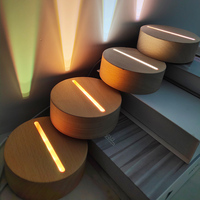 Nueva Lámpara Nocturna LED Redonda Moderna con USB para Habitación Infantil, con Base de Madera Acrílica, Iluminación Residencial Atenuable y Ecológica