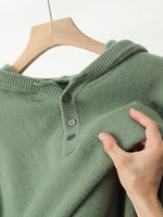 Pull-over décontracté en laine mérinos 100% avec boutons, nouveau style automne-hiver