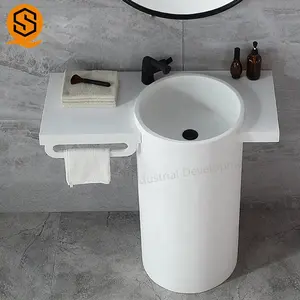 OEM造型扭曲形状水泥混凝土抛光固体表面洗手盆当代浴室水槽