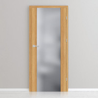 Porte en bois moderne avec insert en verre cannelé pour portes intérieures et design d'espace contemporain