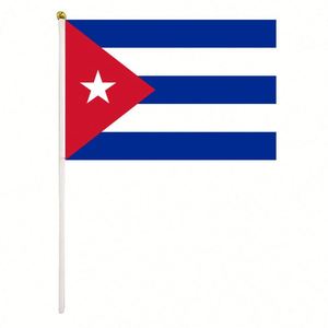 Drapeau à main personnalisé en polyester 14x21cm du Cuba, imprimé, anti-plis, pour défilés, célébrations et événements sportifs - Product Image 3