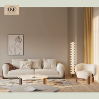 Canapé carré moderne de luxe OKF, style italien minimaliste, pieds en bois massif, design peu encombrant, rembourrage en éponge blanche, confort optimal pour le salon