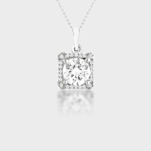 Elegante Cadena de plata de ley 925 con collar de joyería femenina Forma redonda sólida Piedra preciosa de moissanita natural - Product Image 1