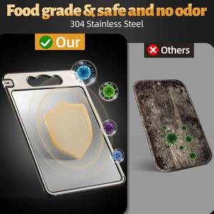 Dropshipping Shopify Planche à découper en acier inoxydable pour la cuisine avec rainure à jus Grande planche à découper en paille de blé de qualité alimentaire - Product Image 6