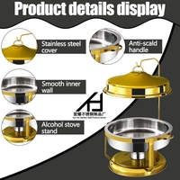 Offre Spéciale – Plat de Service Rond en Acier Inoxydable Doré pour Buffet, Chauffe-Plat Rond avec Couvercle Suspendu pour la Restauration