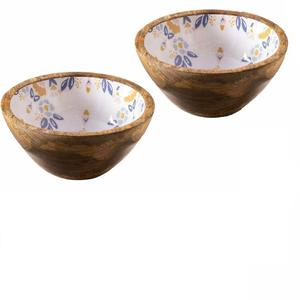 OEM/ODM Pegatina de Grano de Madera Maciza Esmalte Impreso Acacia Comida Fruta Cuencos Redondos Juego de Ensaladeras - Product Image 2