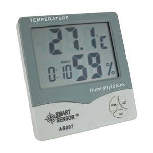 AS807 Humidity Monitor Temperature <b>Clock</b> Alarm <b>Digital</b> Hygrometer - Product Image 3