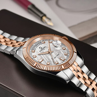 Montre à quartz pour homme en acier inoxydable, cadran en saphir synthétique, fermoir papillon, résistance à l'eau 50 m, boîtier 40 mm - Luxe professionnel
