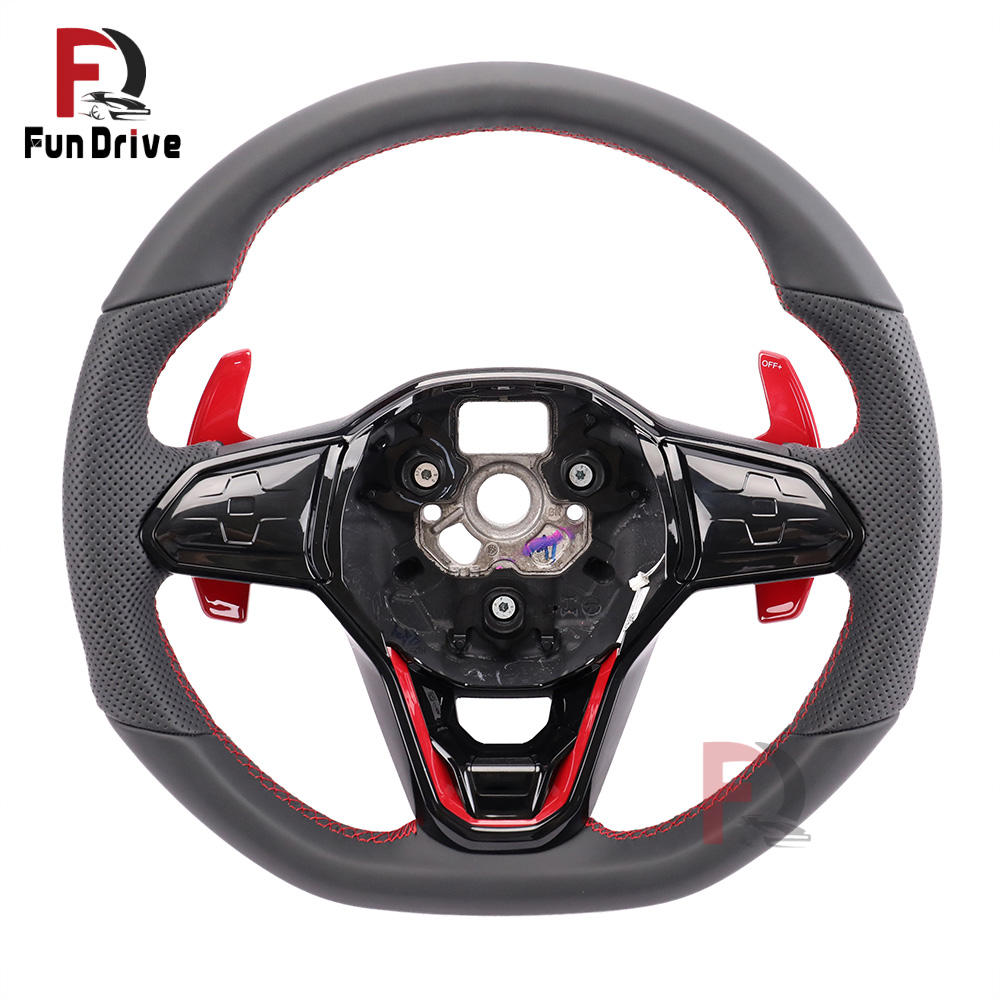 Cuir pleine fleur avec grosse palette de changement de vitesse rouge 1