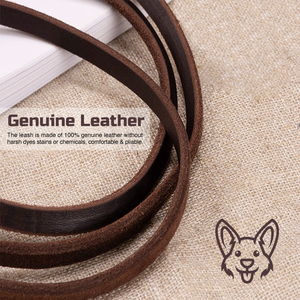 Collar y correa de cuero ajustable para perro correa de perro de plomo antideslizante suave - Product Image 5