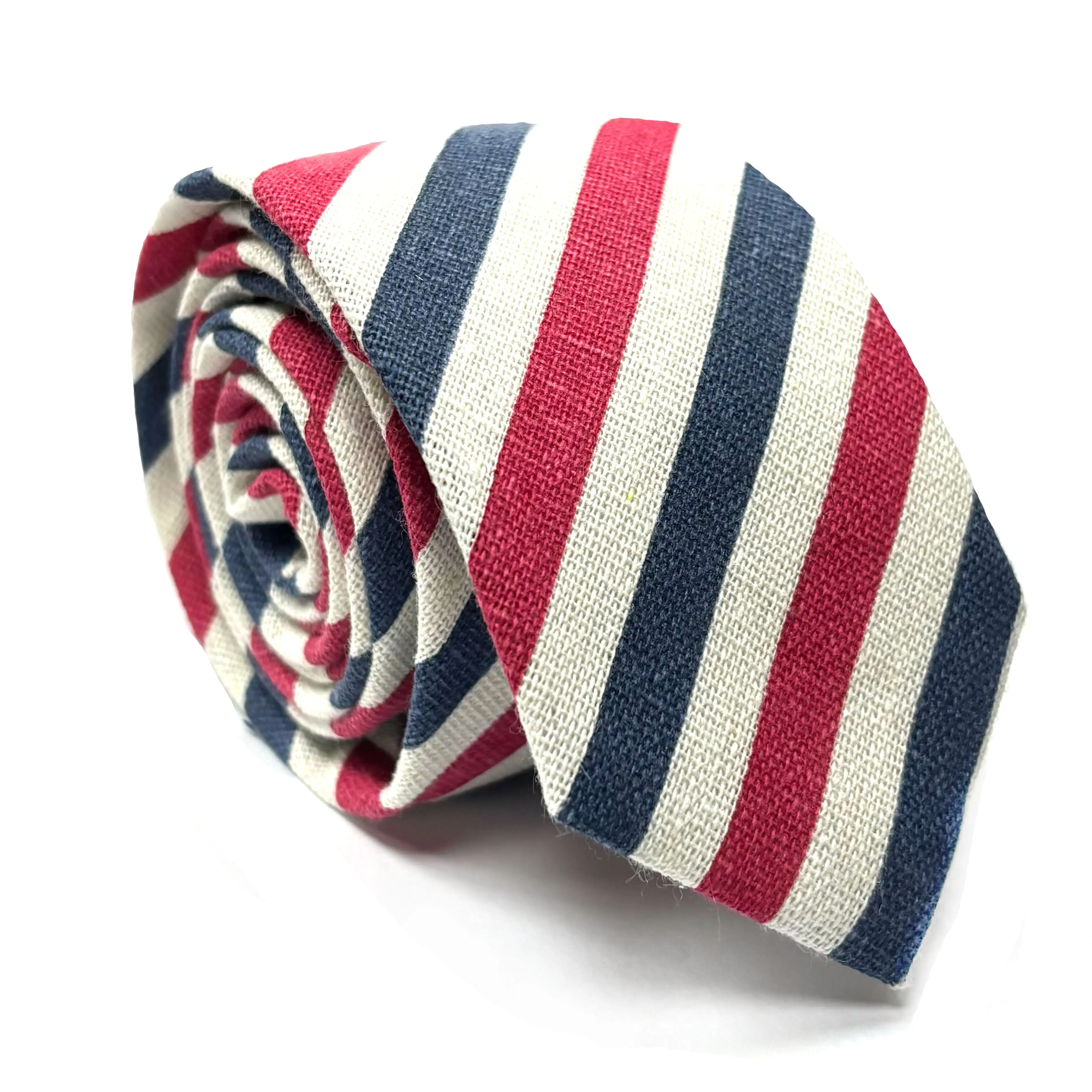 Corbata de algodón a rayas de alta calidad para hombre, corbatas personalizadas para hombre