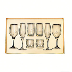 Champagne And Red Wine Glass Set 8 Pieces Personalized Gift For Housewarming Business Present - Product Image 1