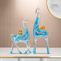 Ornement artisanal en résine, figurine décorative de cheval à motifs