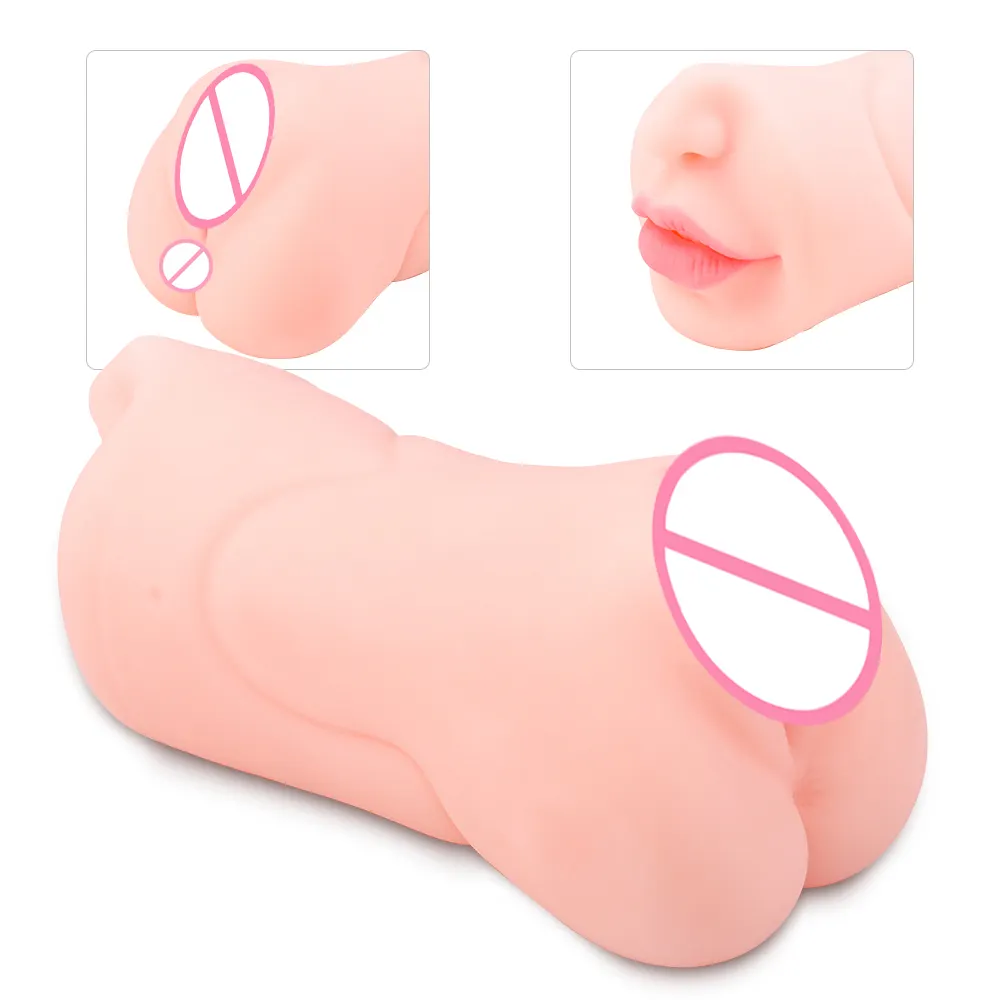 TPE 3 in 1 Lifelike Pocket Pussy Deep Throat for men Mouth Vagina male sex toy Mouth Vagina Adult Sex Pussy Toys