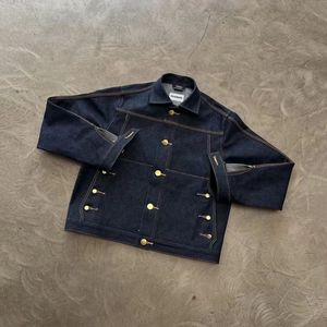 Nouvelles vestes en jean décontractées de luxe vintage à boutons en coton, coupe ample, en denim japonais selvedge, coupe-vent et respirantes - Product Image 1