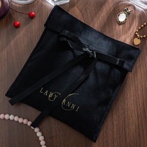 Custom Logo Printed Black Velvet Jewelry Gift Packaging <strong>Bag</strong> Luxury Soft Purse <strong>Lingerie</strong> Hair <strong>Storage</strong> Envelope <strong>Bag</strong> - Product Image 2