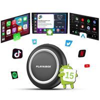 PlayAiBox Android15 Qualcomm 6350 Boîte AI CarPlay sans fil 8GB+128GB Mirrolink 5G GPS intégré Multimédia automobile pour YouTube Netflix