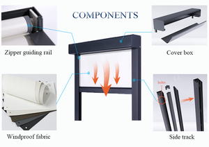 Ngoài Trời Windproof Zip Theo Dõi Điện Động Cơ Lăn Rèm - Product Image 3