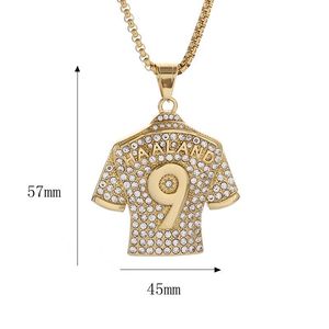 Hip Hop fútbol Haaland Jersey Bar Rap impermeable Acero inoxidable moda colgante collares 18K chapado en oro para hombre - Product Image 1