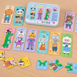 Tin <b>Box</b> 3 Pieces <b>Puzzles</b> Cute Design Baby Safe Colorful Wooden Toy Animals Vehicle Jigsaw <b>Puzzle</b> for Kids - Product Image 6