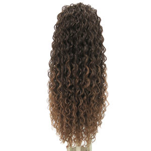 Extension capillaire en Fiber synthétique, 1 pièce, queue de cheval <span class=keywords><strong>avec</strong></span> <span class=keywords><strong>frange</strong></span>, Deep Wave, cheveux crépus bouclés, lisses - Product Image 4