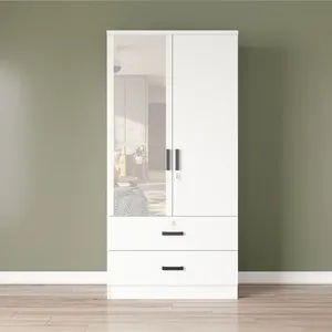 <span class=keywords><strong>Armoire</strong></span> de grande capacité avec <span class=keywords><strong>deux</strong></span> <span class=keywords><strong>portes</strong></span>, <span class=keywords><strong>deux</strong></span> tiroirs et miroirs - Product Image 1