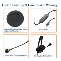 Harga Pabrik OH-106 Headset Komputer Berkabel USB Panjang 1.8m dengan Mikrofon Headphone Kantor Berkabel 3.5MM