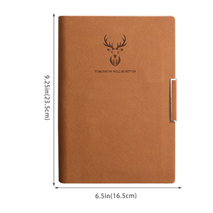 PU Leather A5 Notebook Business <b>Journal</b> with Metal Clip Deer Embossed Cover Office <b>Writing</b> Planner Gift - Product Image 3