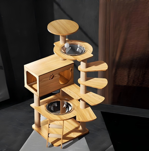 Pohon Kucing Kayu Multi-Level Khusus Kucing Munchkin dengan Kapsul Luar Angkasa, Furnitur Hewan Peliharaan Hemat-Ruang yang Stabil - Product Image 3