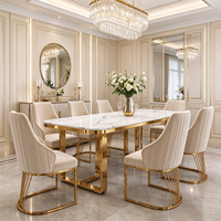 Ensemble de table à manger rectangulaire moderne de luxe, 4 places, 6 à 8 places, mobilier d'hôtel, ensemble de table à manger avec plateau en marbre