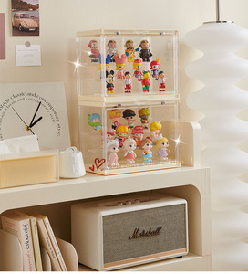 Bacs de rangement empilables transparents <span class=keywords><strong>avec</strong></span> couvercles portes magnétiques <span class=keywords><strong>boîte</strong></span> de rangement de figurines d'<span class=keywords><strong>action</strong></span> avant ouverte pour Mini Collections de jouets - Product Image 2
