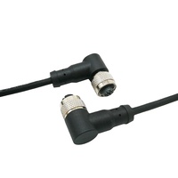 Connecteur à angle droit M12 moulé en TPU une femelle codée à 4 broches pour ouvrir l'extrémité libre du câble