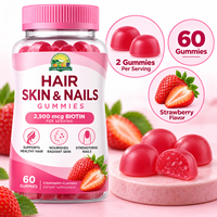 Gummies Cheveux Peau Ongles OEM 2500mcg Biotine Collagène Kératine Fraise Vitamine C E Vrac Marque Privée