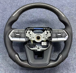 พวงมาลัยอัพเกรดแบบสปอร์ตหุ้มหนังแท้คาร์บอนไฟเบอร์สำหรับรถยนต์โตโยต้า GR แลนด์ครุยเซอร์ LC200 LC300 ปราโด LC250 ไฮลักซ์ ฟอร์จูนเนอร์ - Product Image 1